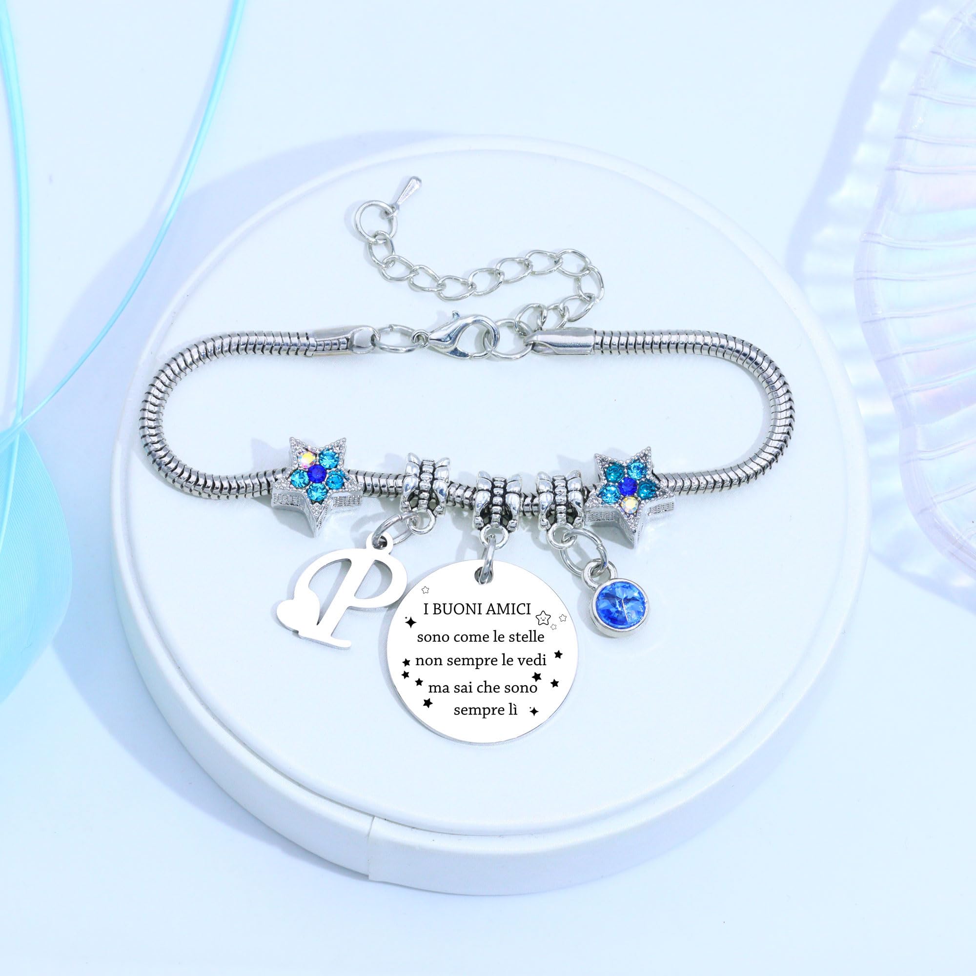 COEROW Braccialetti Delle Donne Con Lettere Iniziali-Regalo Personalizzato Per Buoni Amici,Amicizia Stella Bracciale e Ragazze Braccialetti-Nome Braccialetti Dare Sorella Collega Figlia Gioielli