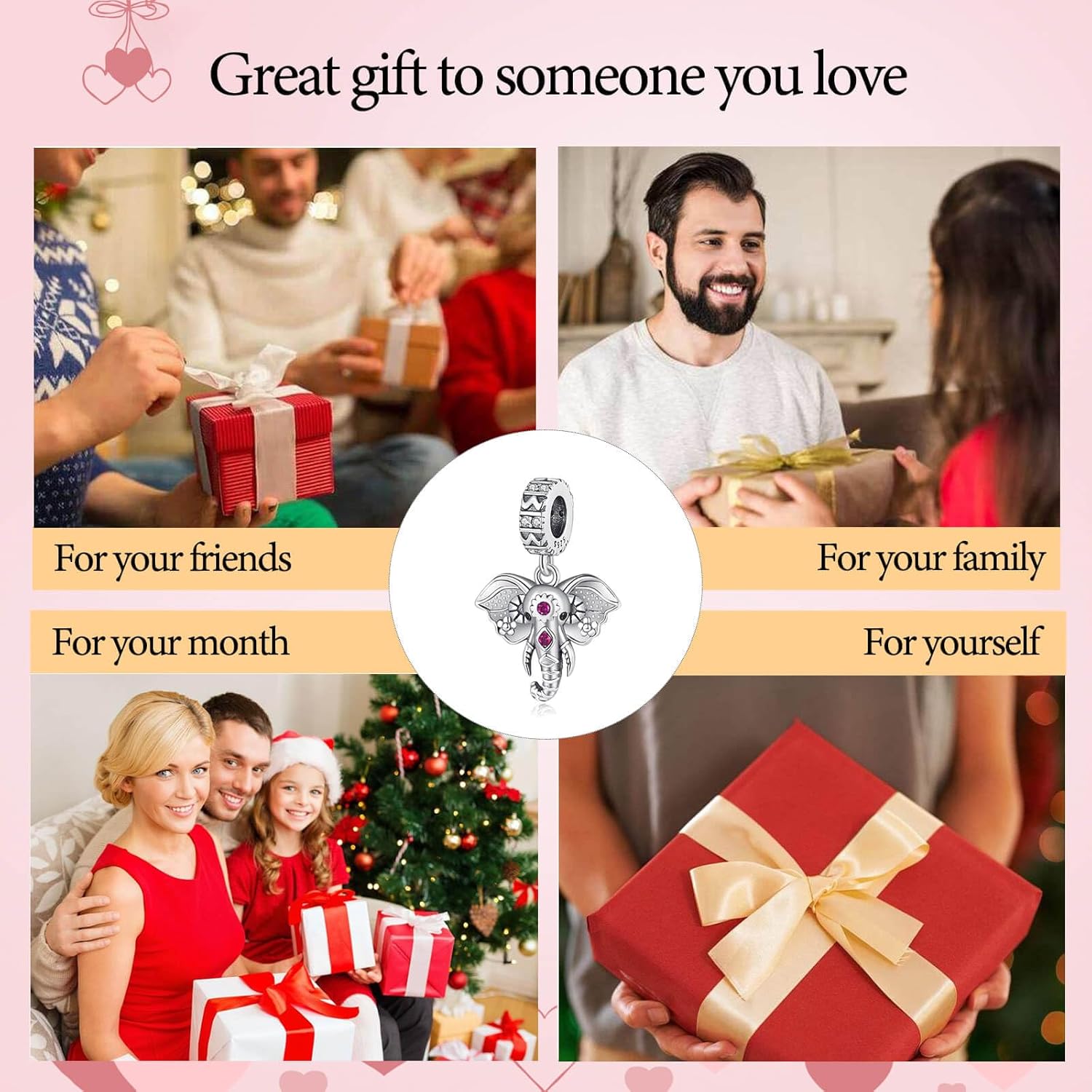 VALGACLS 925 Sterling Silver Family Love Mom Mouse Heart Charms for Bracelets Necklace Valentine's Day Mother's Day Jewelry Charm for Women - Image 6