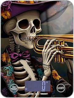 Skeleton Trump Funny Digital Food Scale – Fashion Design, 11lb/0.01oz, Tempered Glass, Kitchen Scales with LCD Display for Baking & Cooking, Batteries Not Included