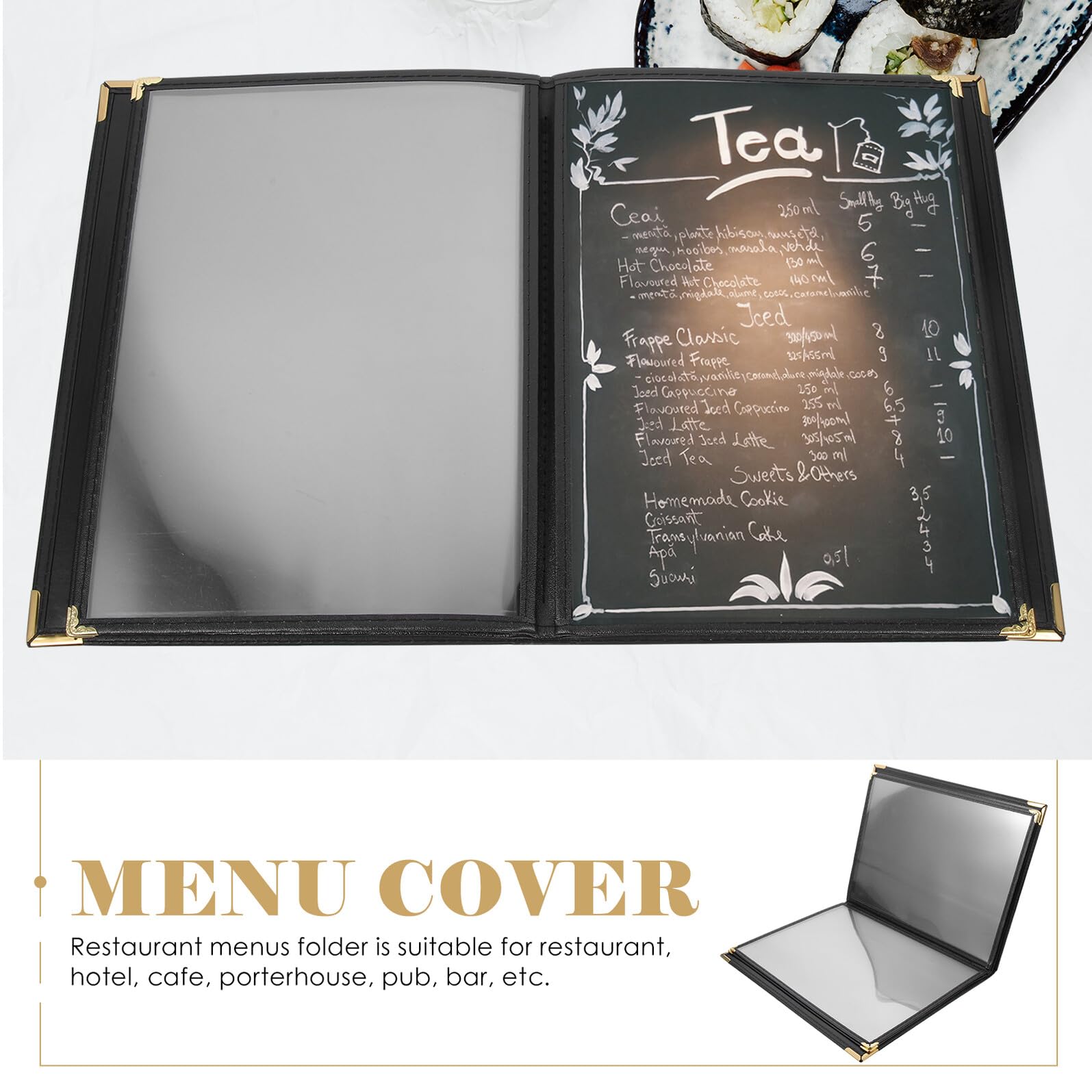 Mipcase Libro De Recetas Cubierta De Pvc Transparente Inserto Para Lista De Precios Accesorios De Cafetería Para Uso Restaurante