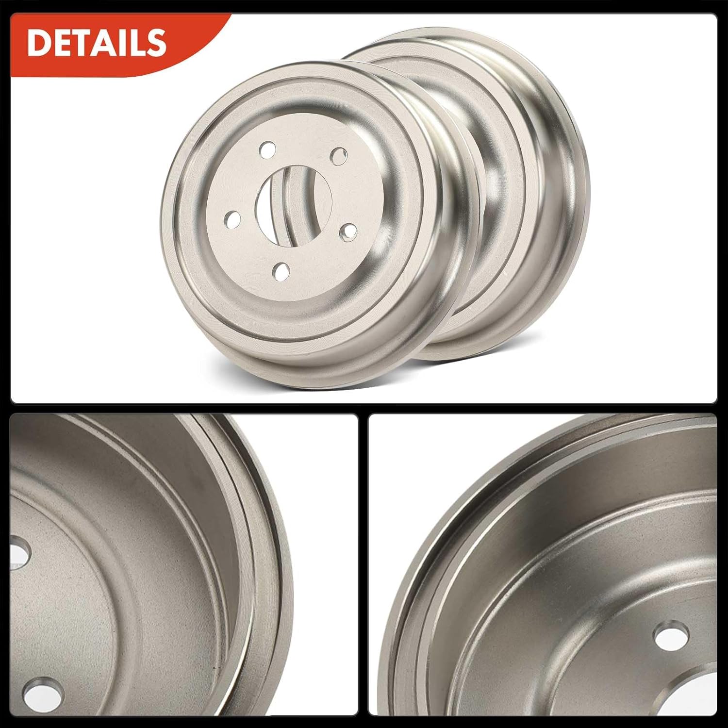 A-Premium 11.65 inch (295.9mm) Rear Brake Drums + Ceramic Shoes Set Compatible with Select Chevrolet, Saturn and Pontiac Models - Equinox 2005-2006, Vue 2002-2007, Aztek 2001-2005, Torrent, 6-PC Set