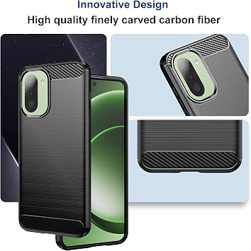 Case for OnePlus 15R, Slim Fit Phone Cover, Black | Shock-Absorption, Anti-Slip,Anti-Fingerprint, Soft TPU, Carbon Fiber Textures, Rubber Protective