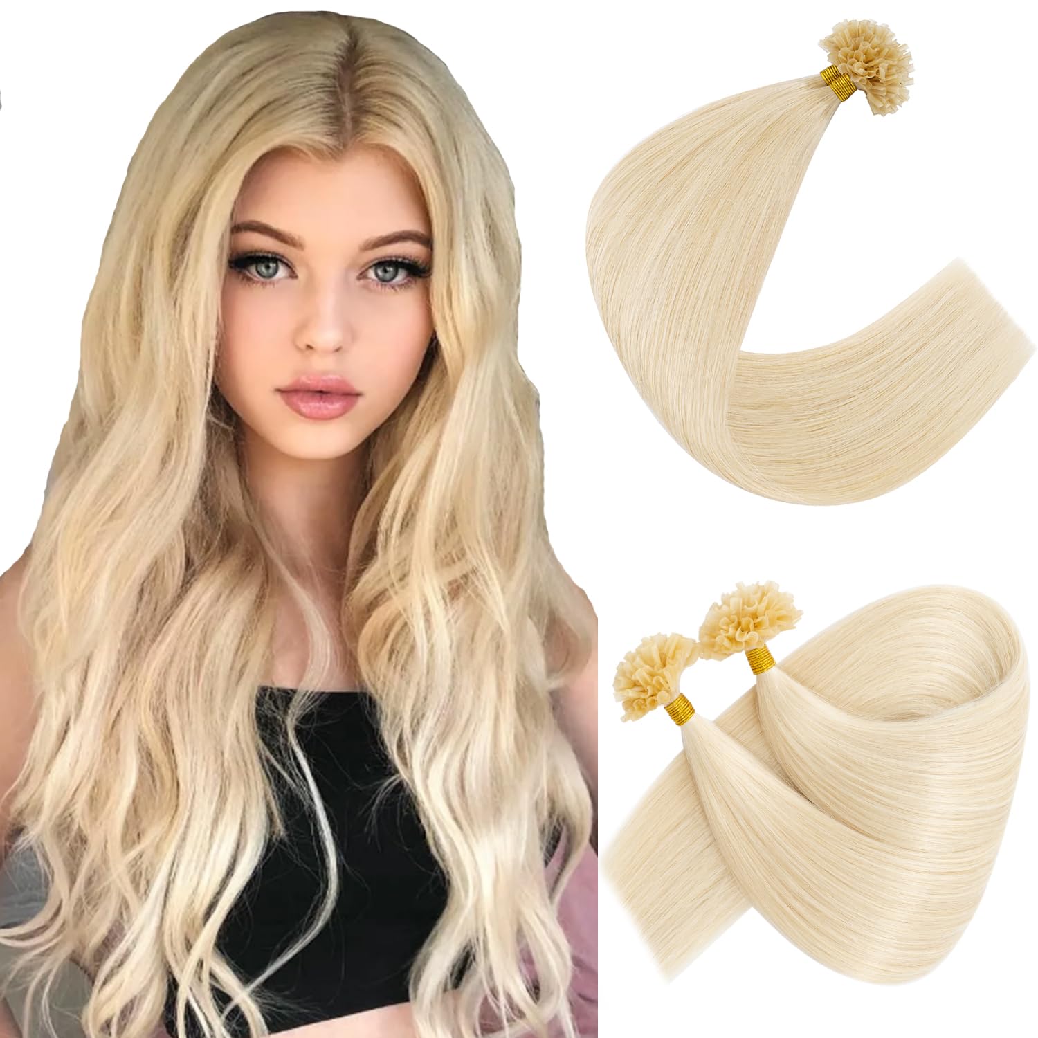 Sleekalon Itip Human Hair Extensions 16 Inch Platinum