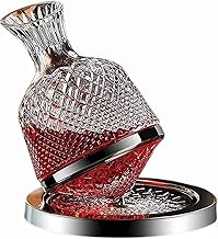 Wine Decanter Set - Crystal Red Wine Decanter, Shelf Spinning Glass Wine Aerator Carafes, Jarler Hand Blown Lead-Free Decanter 1.5L Set，Wine Gift for Wine Lover, Father Day Gift (Silver)