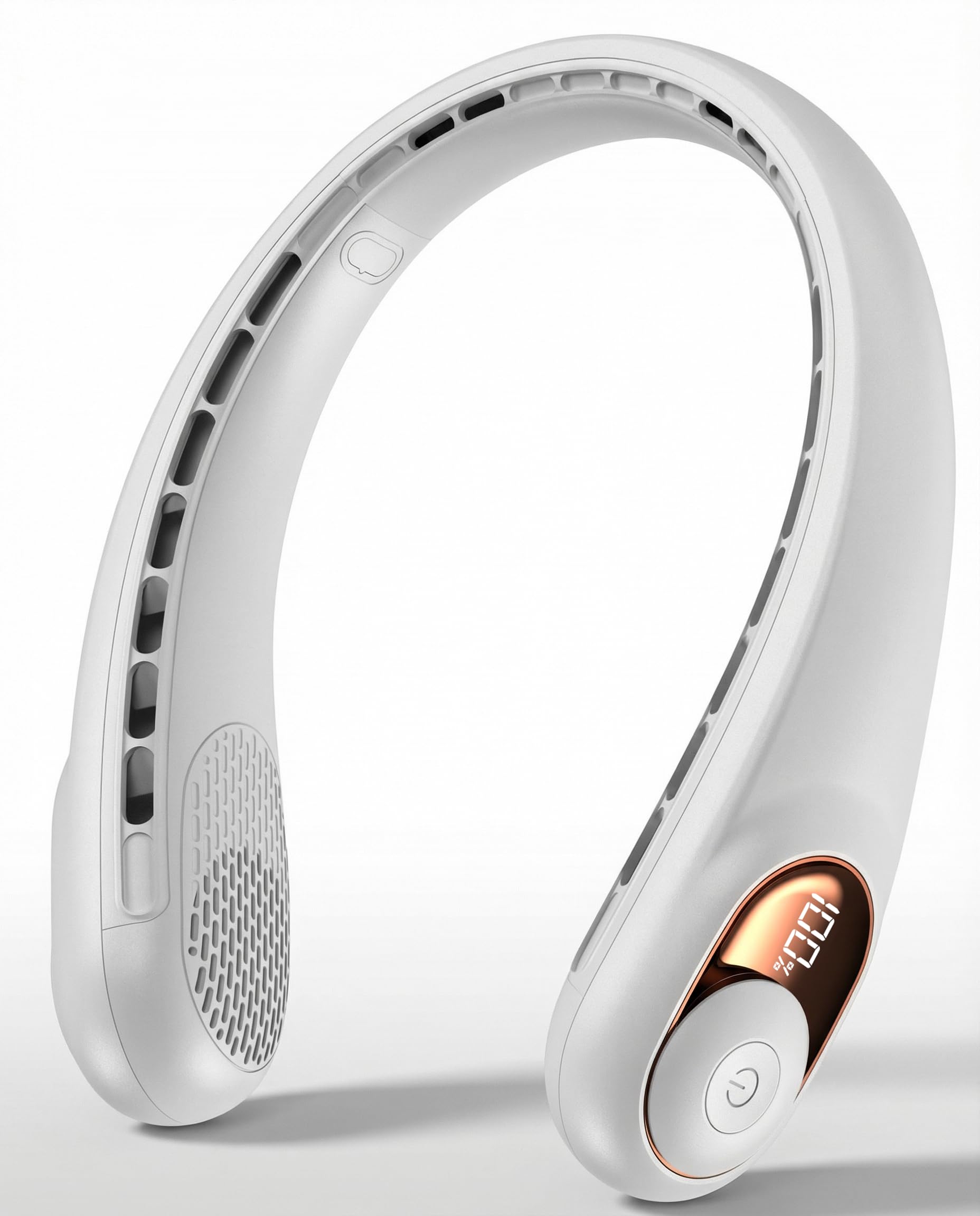 Neck Fan, Portable Bladeless Neck Fans with LED Display, 360° Airflow, 3600mAh Rechargeable Battery, Super Quiet Hands-Free Personal Wearable Fan for Indoor Outdoor, Snowy