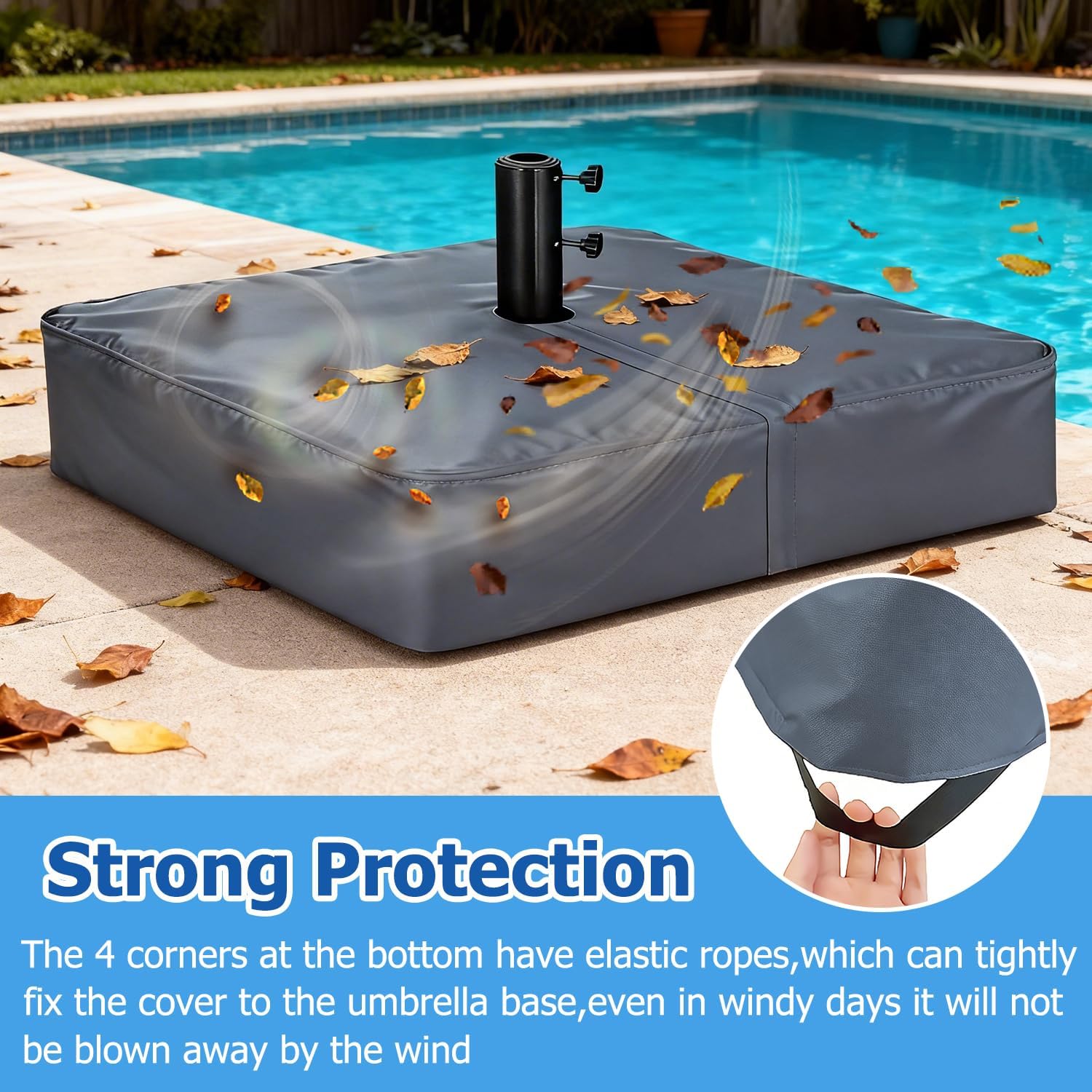 Rileytee Patio Umbrella Base Cover,Outdoor Heavy Duty 600D Waterproof Anti-UV Square Umbrella Stand Base Covers (30"L x 30"W x 5"H-Grey)