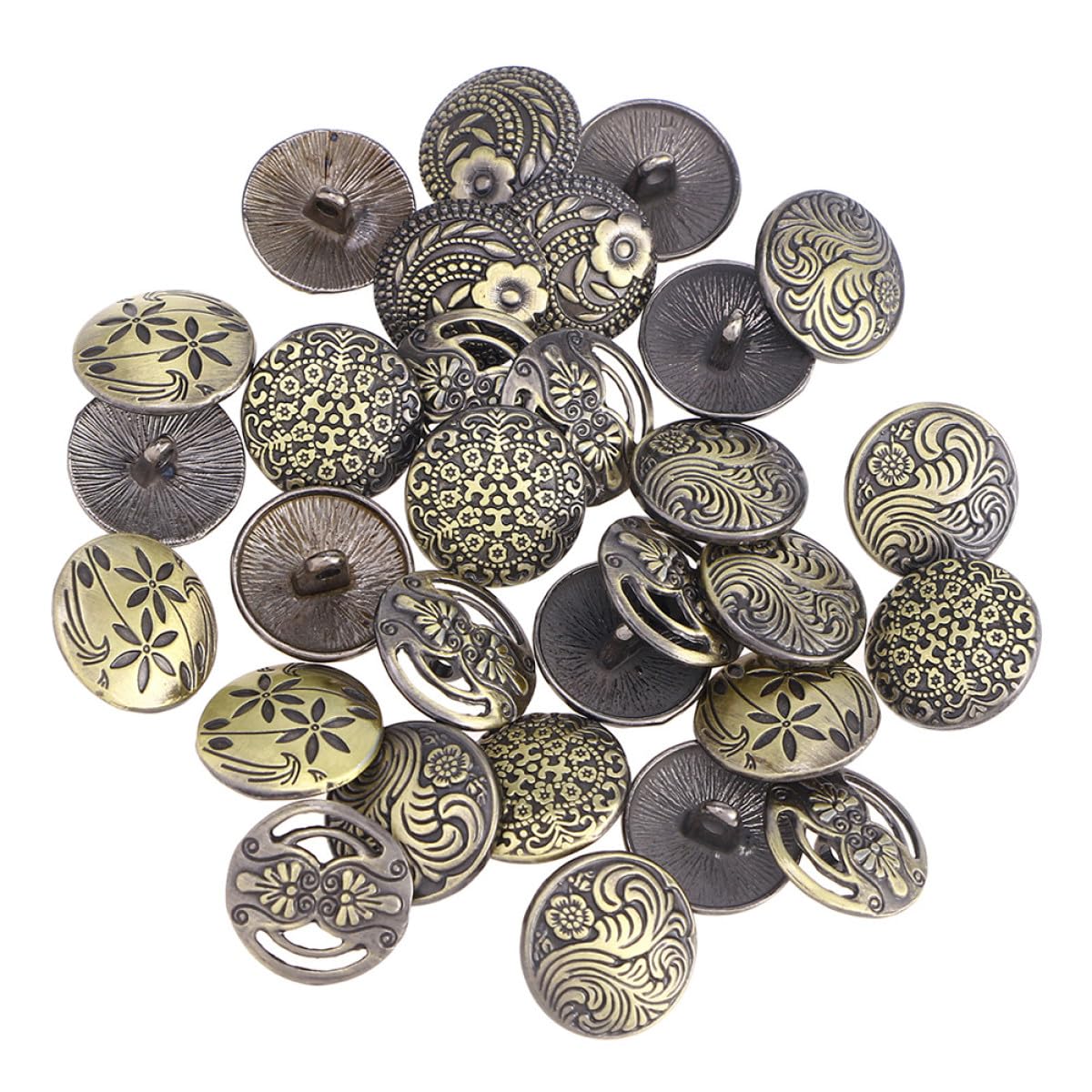 Boutons ronds vintage en bronze ancien 17mm pour couture et customisation de manteaux