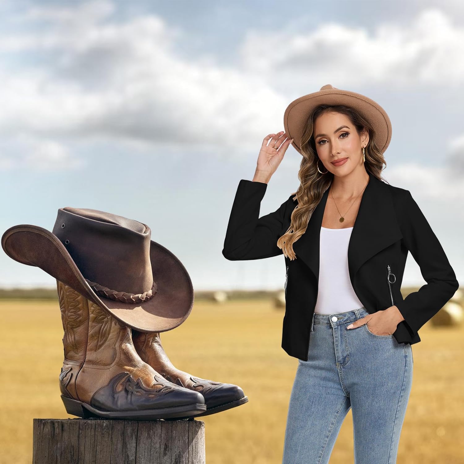 60s 70s Women's Faux Suede Jackets 2025 Spring Fall Clothes Long Sleeve Open Front Cropped Coat Outwear - Image 2