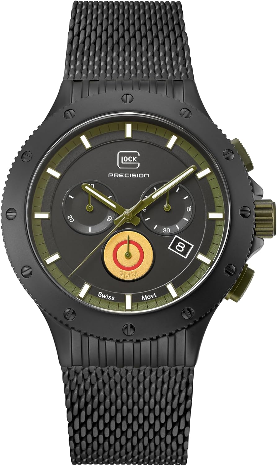 GLOCK Men's Quartz Watch | 44mm case | Wristwatch with Steel case and Date Display | Men's Watch with Swiss Super-LumiNova Pointers and Indices | GW-27