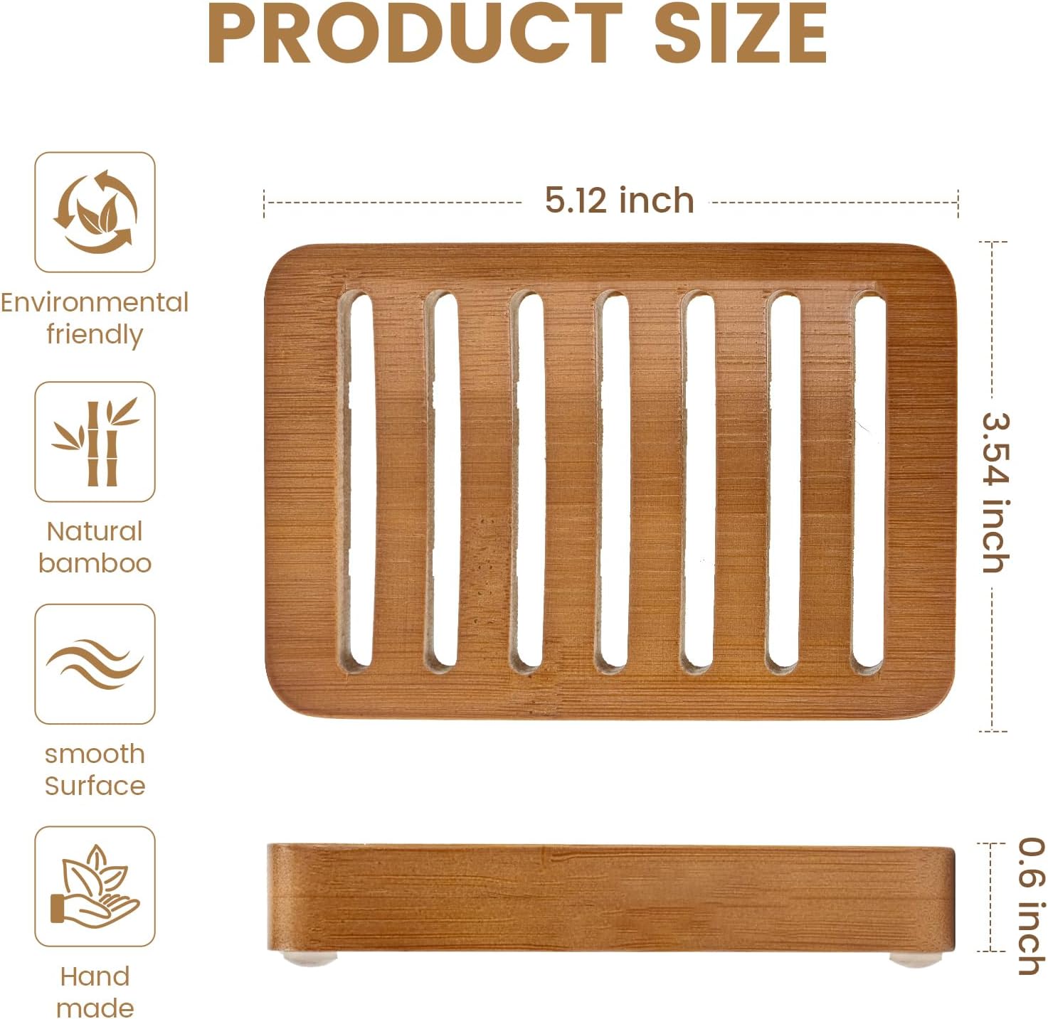 Curved Slotted Wood Soap Dish, 1 Pack, Warm Brown image 3