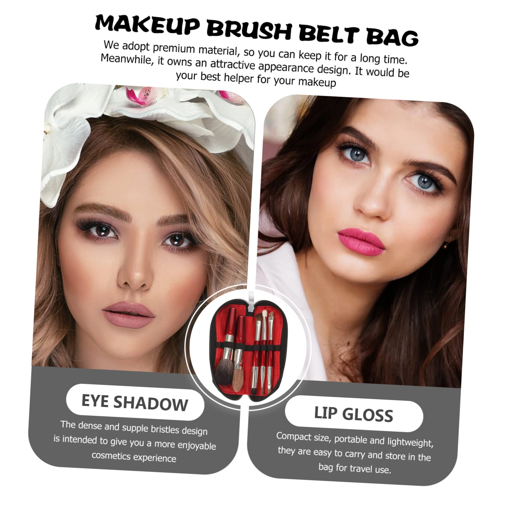 FRCOLOR 3sätze Pinselset Für Frauen Teiliges Tragbares Makeup Doppelköpfigen Pinseln Und Kosmetiktasche Für Blush Kontur Und Nasenschattierung Hochwertige Weiche Borsten Für Perfektes