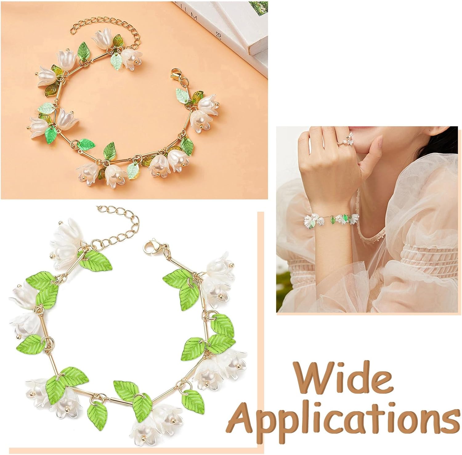 LiQunSweet 600 pcs 3 Styles Transparent Leaf Acrylic Charms Green Tree Leaves Charms for DIY Jewelry Bracelet Necklace Earring Craft Bag Keychain Decor - Image 7