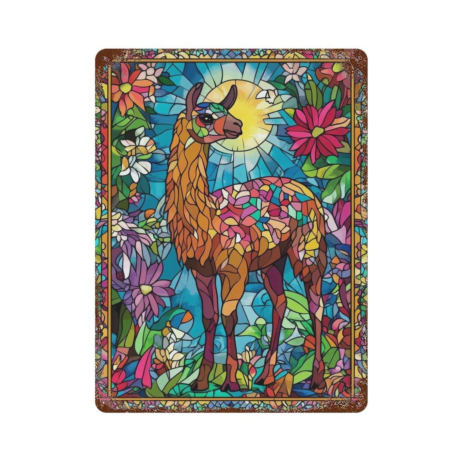 Garage Style Llama in A Garden Vintage Rust Metal Sign 15.7"x11.8", Rustic Home Decor for Bar And Workshop