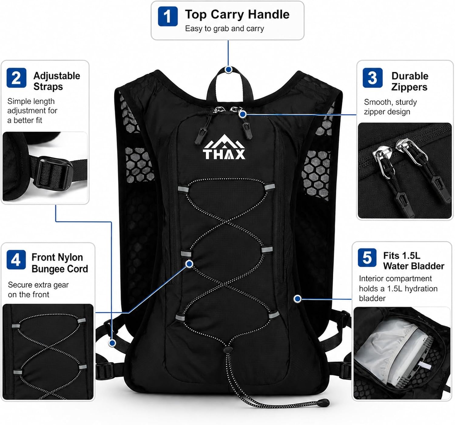 Condition photo showing As Is for running hydration vest for men & women, 180g lightweight breathable hydration pack with water bottle snack phone pockets for marathon trail running hiking cycling (no water bladder) grey