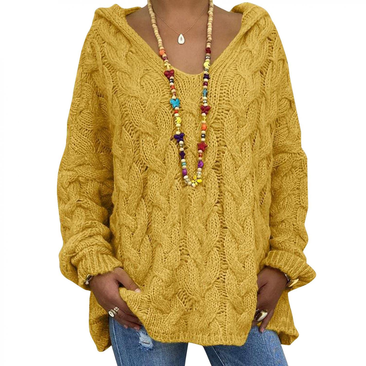 Damski sweter z dzianiny z dekoltem w serek, luźny, dzianinowy sweter, oversize, bluzy w jednolitym kolorze, luźne swetry z długim rękawem, damskie swetry z długim rękawem
