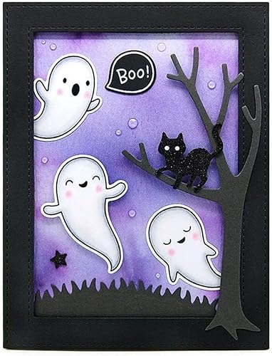 Miniatura 4 de Juego de sellos y troqueles de Tumba Fantasma de Halloween para hacer tarjetas, sellos transparentes y troqueles de corte de metal para álbumes de