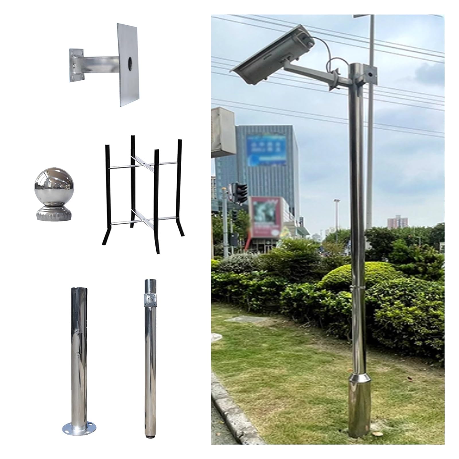 Poteau pour caméra de sécurité en acier inoxydable premium et durable