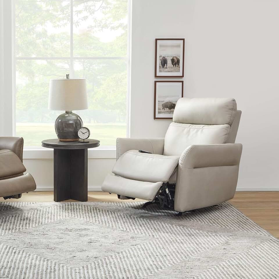 Flexsteel Artemis Power Recliner Chair with Heat & Air Massage, Zero Gravity, Power Headrest & Lumbar, USB-A & USB-C Charging, Leather-Look Performance Fabric, Dove Gray