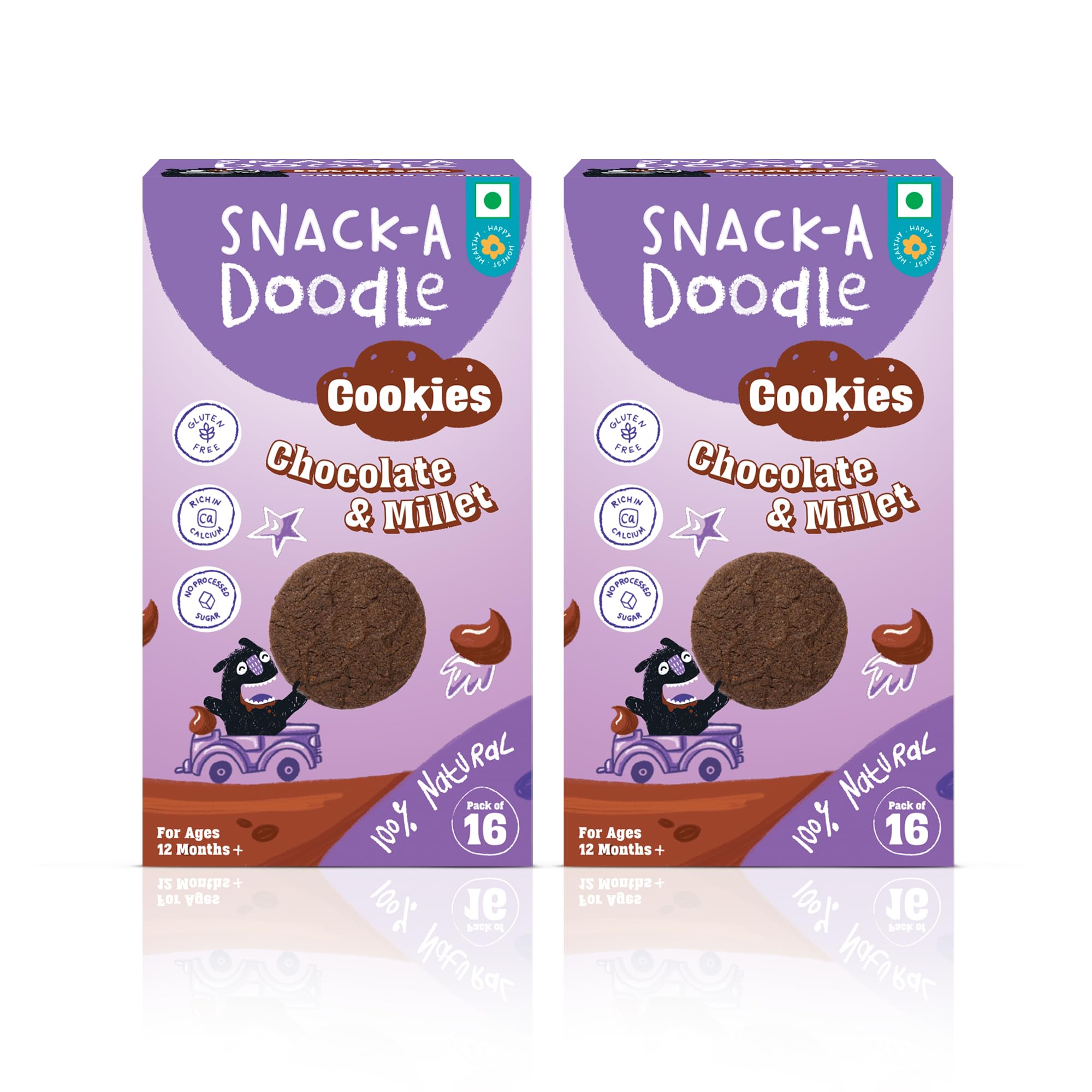 Snack-a-Doodle Chocolate Millets Cookies X 2 | Nutritious Healthy Snacks for Kids | No Maida | Naturally Sweetened with Dates & Jaggery | No Preservatives | Perfect for Tiffin, Evening Snacks & Travel I 300g