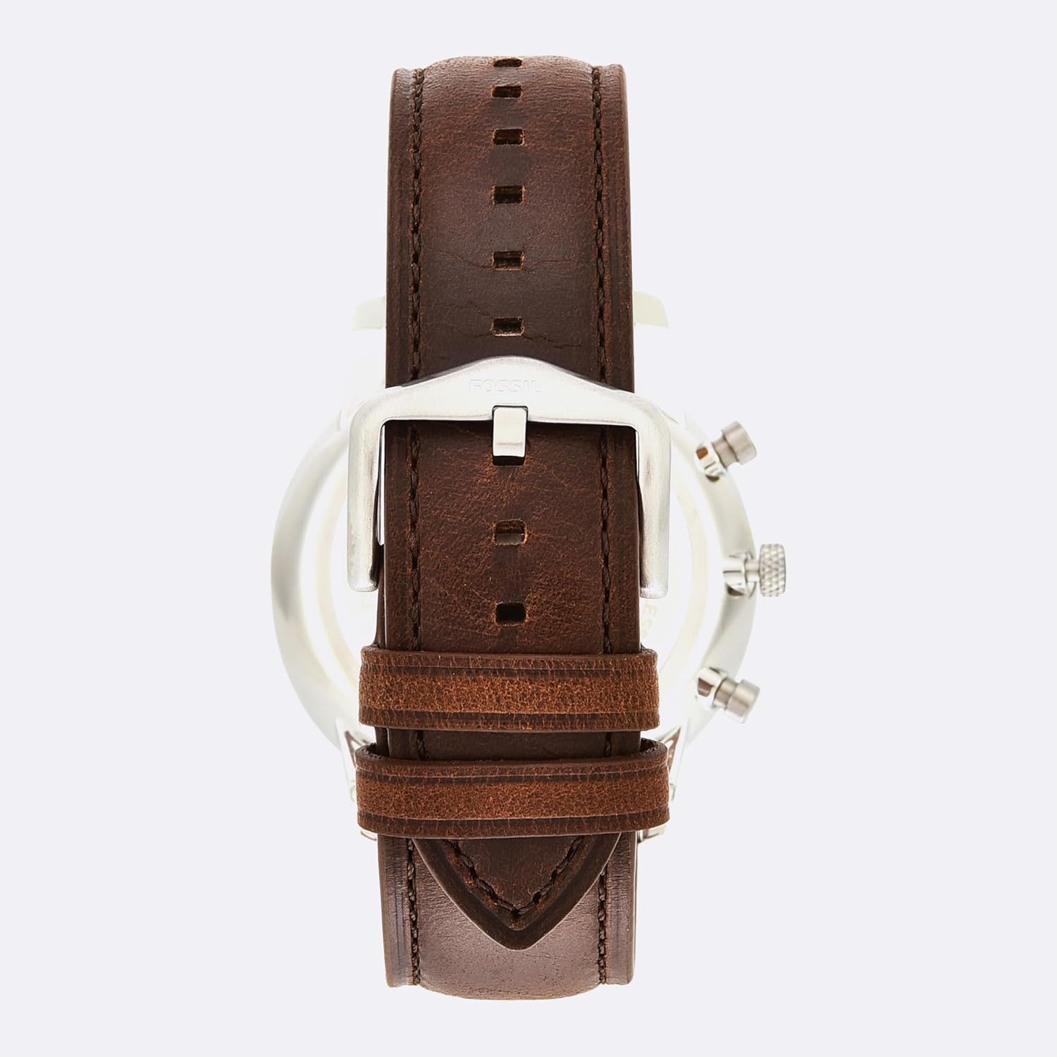 Fossil Men's Neutra Quartz Stainless Steel and Leather Chronograph Watch, Color: Silver, Brown (Model: FS5380) : Clothing, Shoes & Jewelry