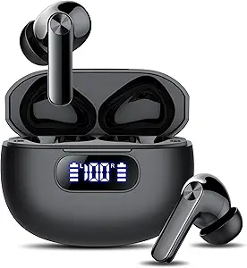 Wireless Earbuds, Bluetooth 5.3 Headphones LED Power Display, 2025 New Wireless Earphones, 4 ENC Noise Cancelling Mic, HiFi Stereo, 48H Playtime Mini Case IP7 Waterproof for Sport Walk