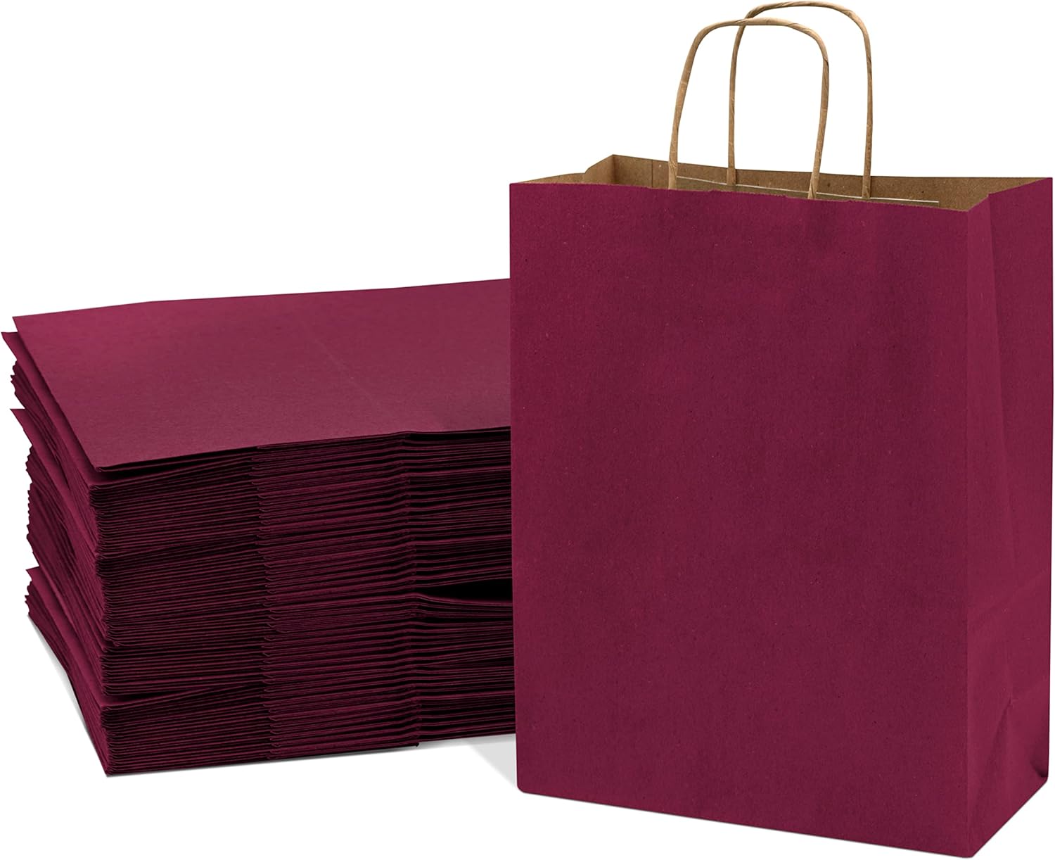 Red Gift Bags 10x5x13 100 Pack Medium Size Dark Fuchsia
