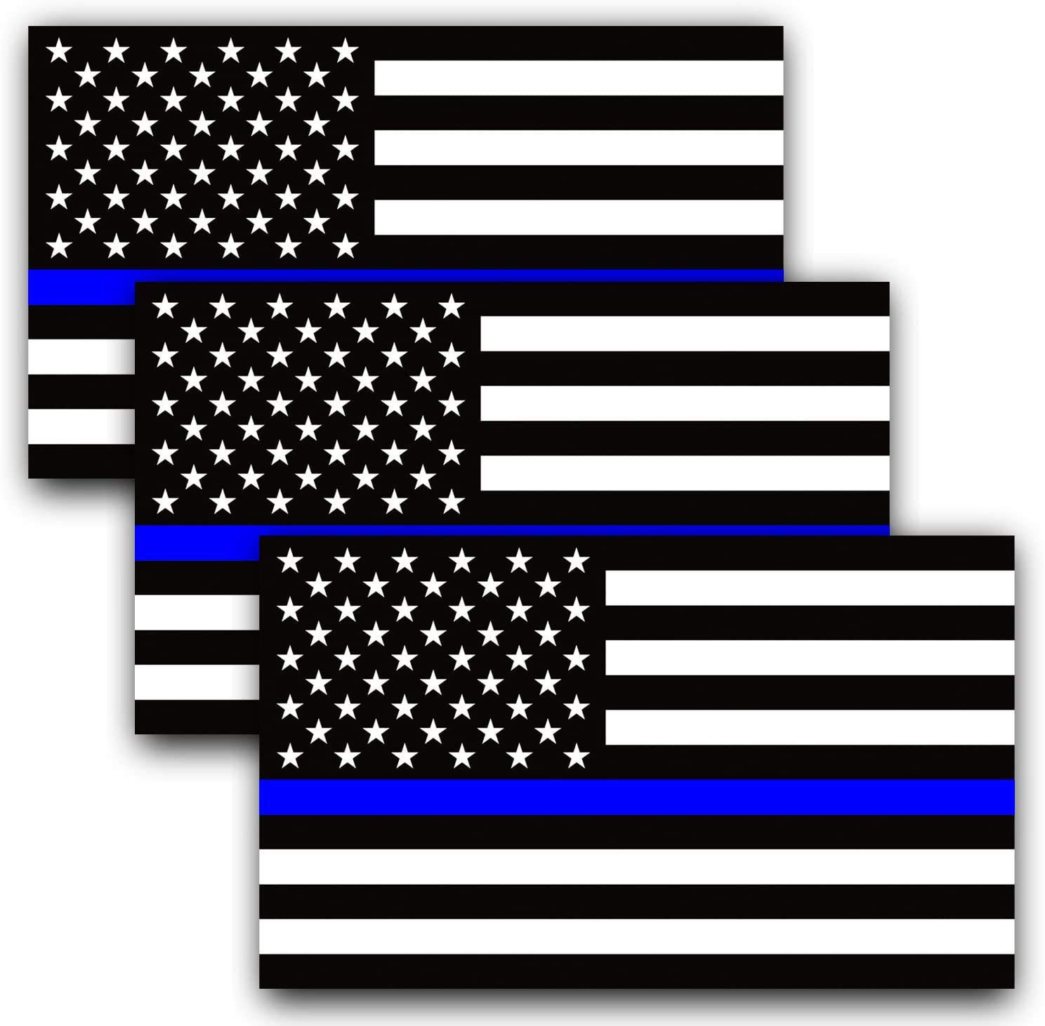 Mosteck 3pcs Reflective Stickers Thin Blue Line Flag Decal for Cars & Trucks 3x5 ninch, American USA Flag Car Sticker Decal Honoring Police Law Enforcement 3M Vinyl Window Bumper Tape (3 Pack)