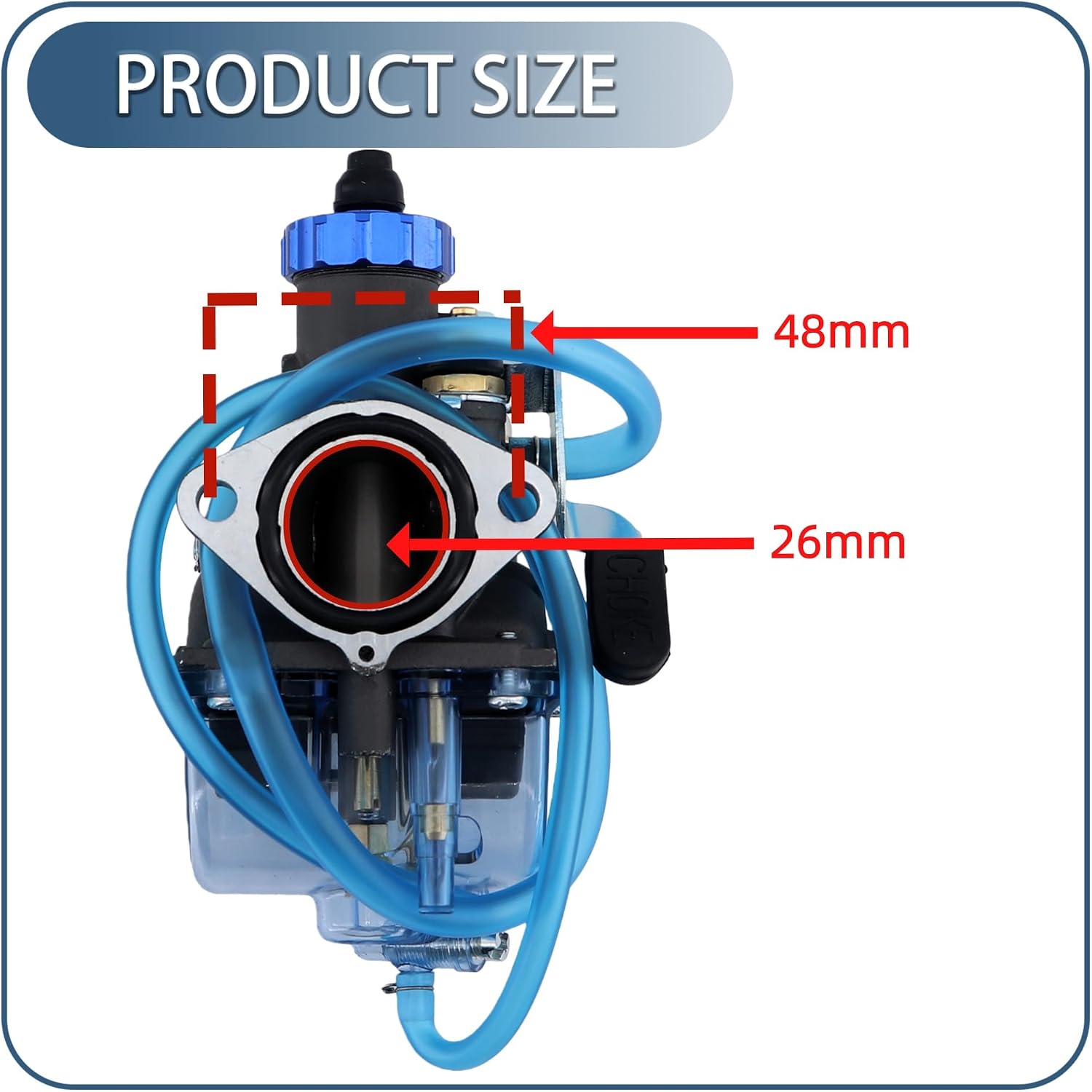 Performance VM22 26mm Carburetor Carb for Predator 212cc 196cc Coleman CT200U BT200X Mini Bike KT196 Go Kart GX160 GX200 6.5hp Clone Engine with Intake Manifold (Blue)