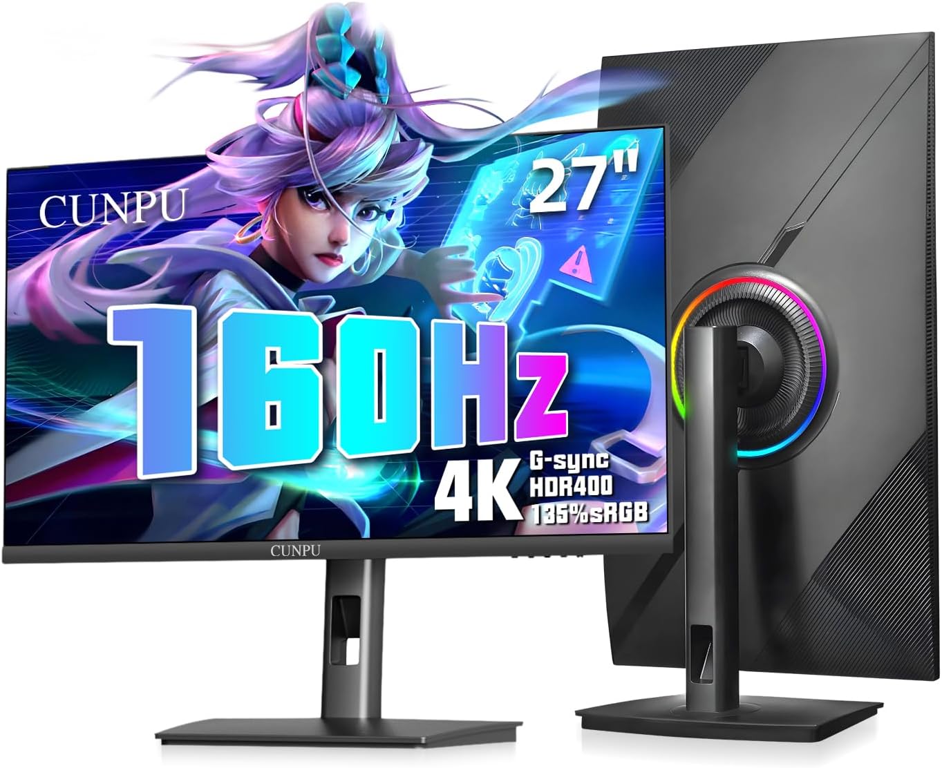 Amazon.com: CUNPU 27 Inch 4K 144/160Hz Gaming Monitor, UHD 3840x2160 ...