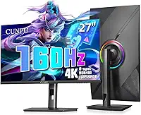 Monitor de jogos de 27 polegadas 4K 144/160Hz, UHD 3840x2160 Fast IPS Panel PC Monitor, 135% sRGB, HDR400Nit, Freesync & G-sync, suporta PS5 Xbox 4K 120Hz, HDMI 2.1, DP 1.4, ajuste de altura