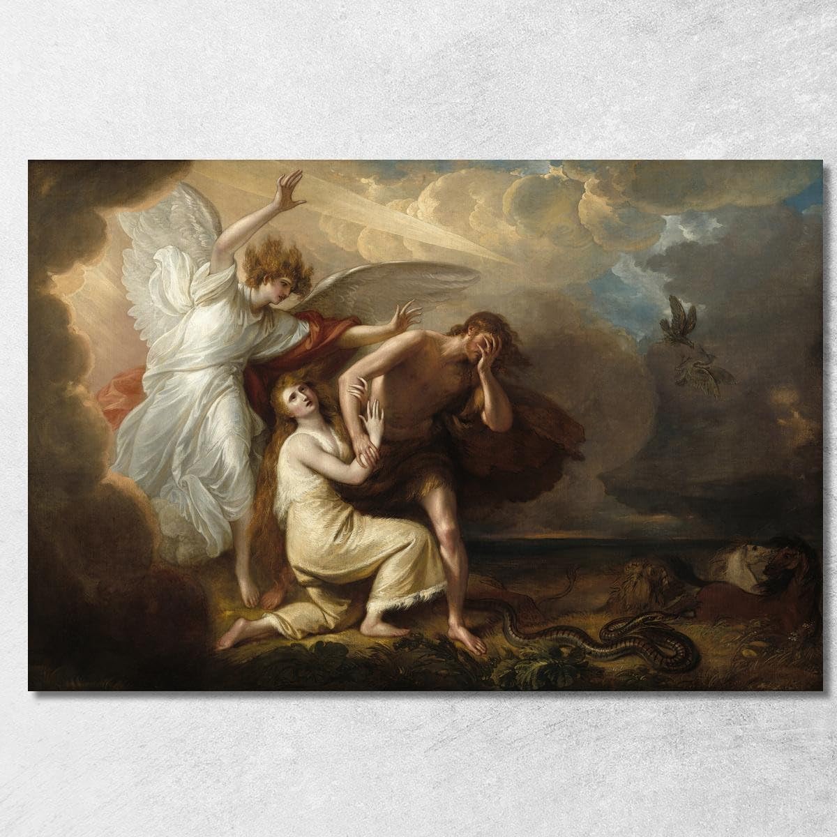 Tableau imprimé toile La chasse d'Adam et Eve Benjamin West bwt67 déco murale