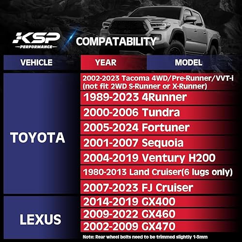 Miniatura 3 de KSP 25mm（1"） Tacoma Wheel Spacers 6x5.5 Bolt Pattern, 6x139.7 to 6x139.7 Hubcentric Spacers Compatible with Toyota 4Runner Fj Cruiser Tundra 6 Lug