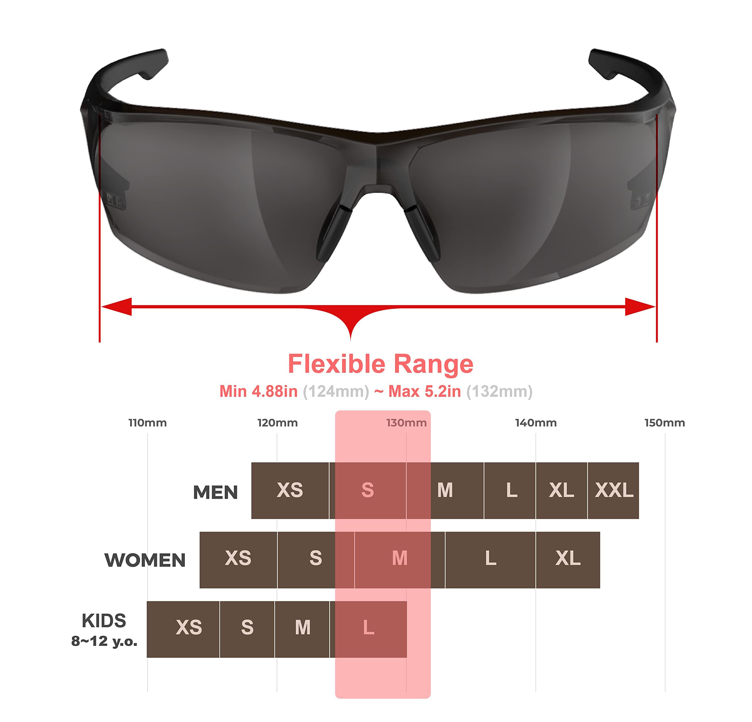 EAZYRUN S2492 Kleine Baseball-Sonnenbrille für Damen, Herren, Jugendliche, UV-400-Schutz, Softball, Radfahren, Laufen und Outdoor-Sportarten