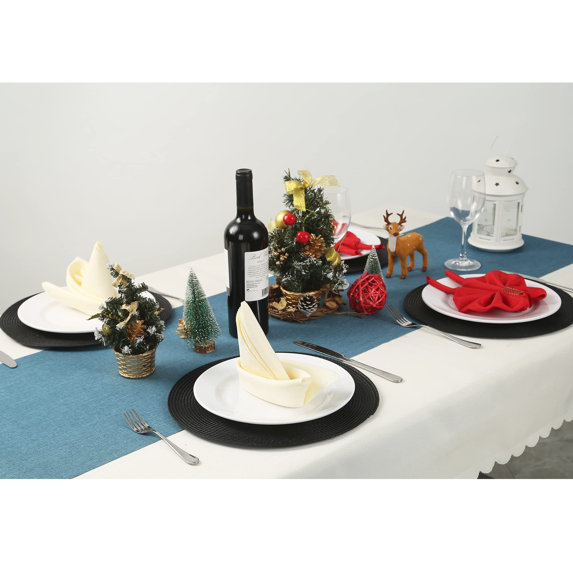 Tovagliette Rotonde In Pelle Effetto PVC – Set Da 6 Pezzi – Diametro 38 Cm – Lavabili E Termoresistenti Fino A 80°C – Per Tavolo Da Pranzo (Nero)