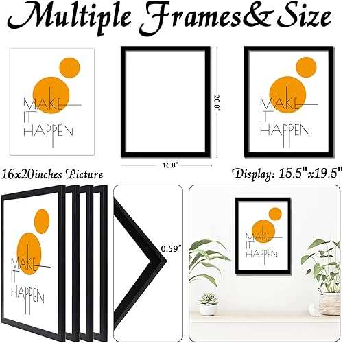 Vista 32 de Juego de 4 portarretratos de 18 x 24 pulgadas, marco negro de 18 x 24 pulgadas, marcos de fotos de lienzo para pared, de 18 x 24 pulgadas