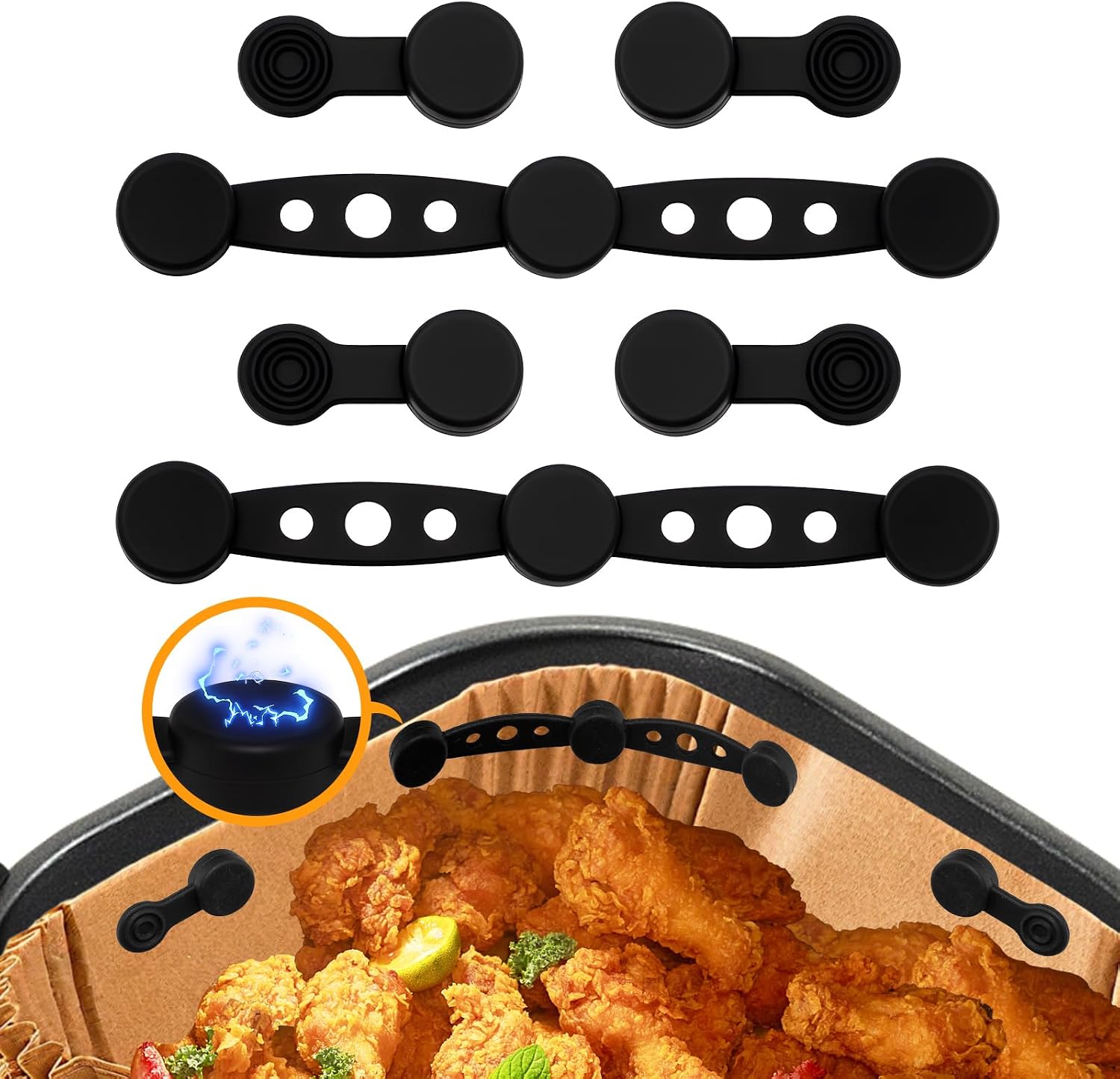 6 sztuk magnesów na papier do pieczenia Airfryer, magnetyczne klamry silikonowe
