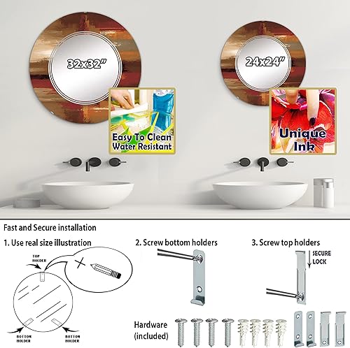 Miniatura 4 de Chocolate City at Horizon II - Espejo de tocador, espejos de baño, espejos de pared para sala de estar, dormitorio, espejo redondo, grande, 24 x 24