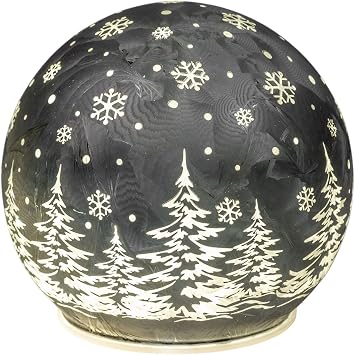 formano Frosty LED Decorative Ball Ice Grey 10 cm Glass Ball Timer 6h / 18h Christmas Decoration - Coloured Glass in Iced Look with Winter Decor - Autumn Winter Christmas Decoration for Table Shelf