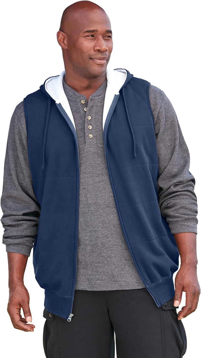 Boulder Creek by KingSize Men's Big & Tall Tall Thermal-Lined Fleece Vest