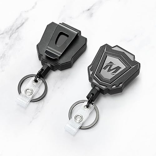 Miniatura 7 de Paquete de 1 llavero retráctil resistente con clip para cinturón, carrete retráctil para tarjetas de identificación con cable de acero de 31.5