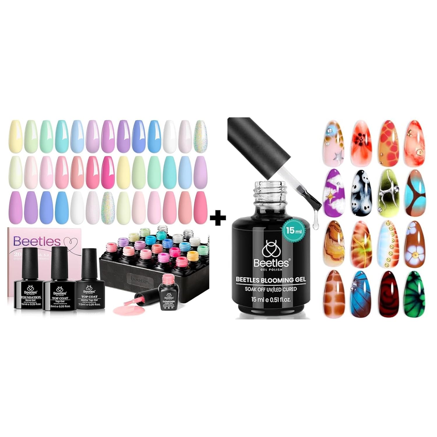 beetles Gel Polish Nail Set 20 Colors Dreamy Town Collection with Blooming Gel