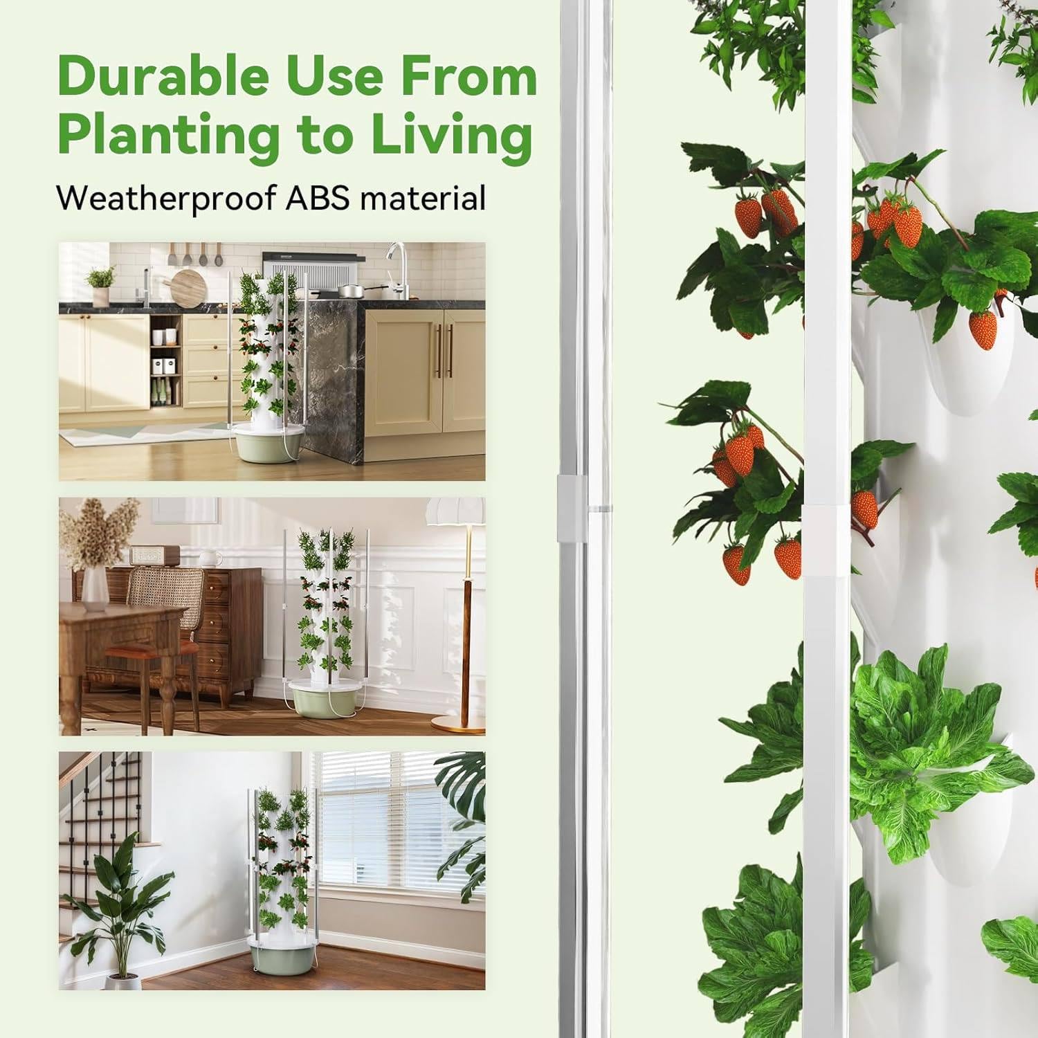 Sistemas de Cultivo hidropónico, Kits y Sistemas de Cultivo hidropónico, Torre hidropónica con luz LED de Cultivo, con Bomba hidratante, Adaptador, macetas de Red, para Hierba,7-Layer