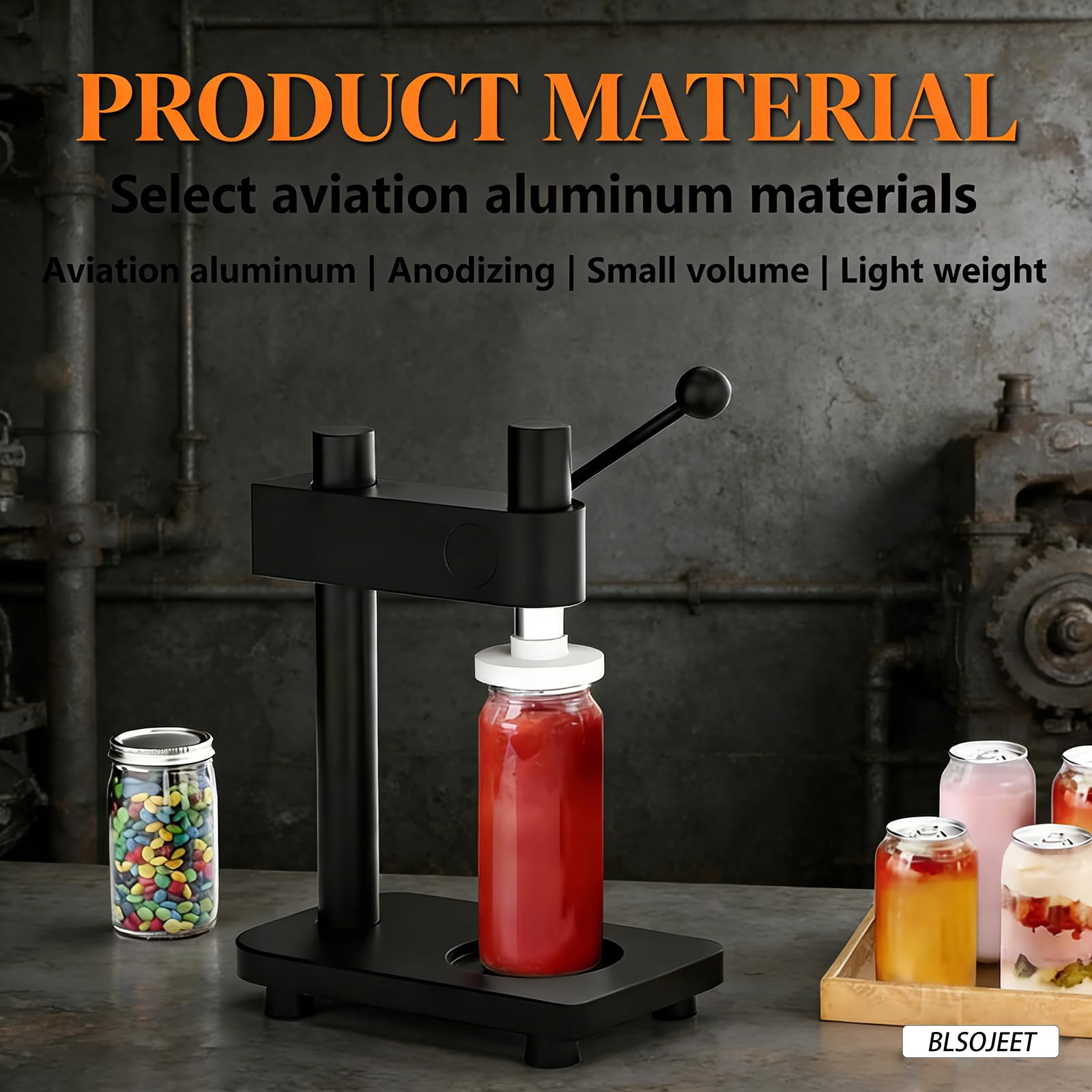 Máquina de sellado manual de latas: tapadora compacta de prensa manual para uso doméstico y comercial, altura ajustable, abridor de botellas multifuncional para latas de 250-700 ml