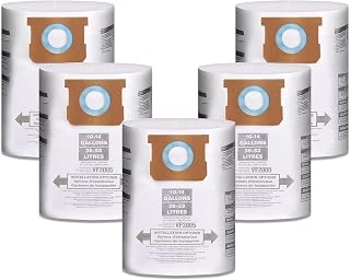 5 Pack Replacement Vacuum Filter Bags, Shop Vac Bags 10-14 Gallon, Wet Dry Dust Collection Bags 12 Gallon for Replace Part 90662,9067200, F2005, 9066233,