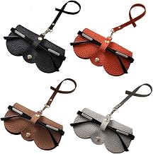 Simple 4 Piece Glasses Bag, PU Leather Glasses Bag, Protective Glasses Bag, Glasses Bag with Lanyard, Portable Glasses Bag