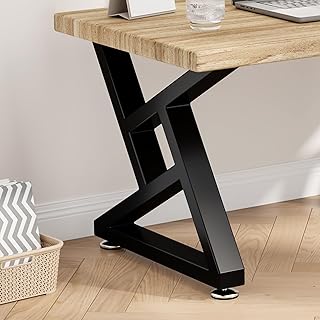 Metal Coffee Table Legs 16" H x 18" W Furniture Desk Bench Dining Table Legs with Adjustable Feet Gourd Shape Set of 2 Black