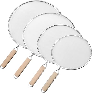 Oedema Set of 4 Splatter Screen Stainless Steel Grease Splatter Guard Fine Mesh Splatter Screen for Frying Pan, Skillet, Pot, Grease Oil Guard, 13"/11.42"/9.84"/8.23"