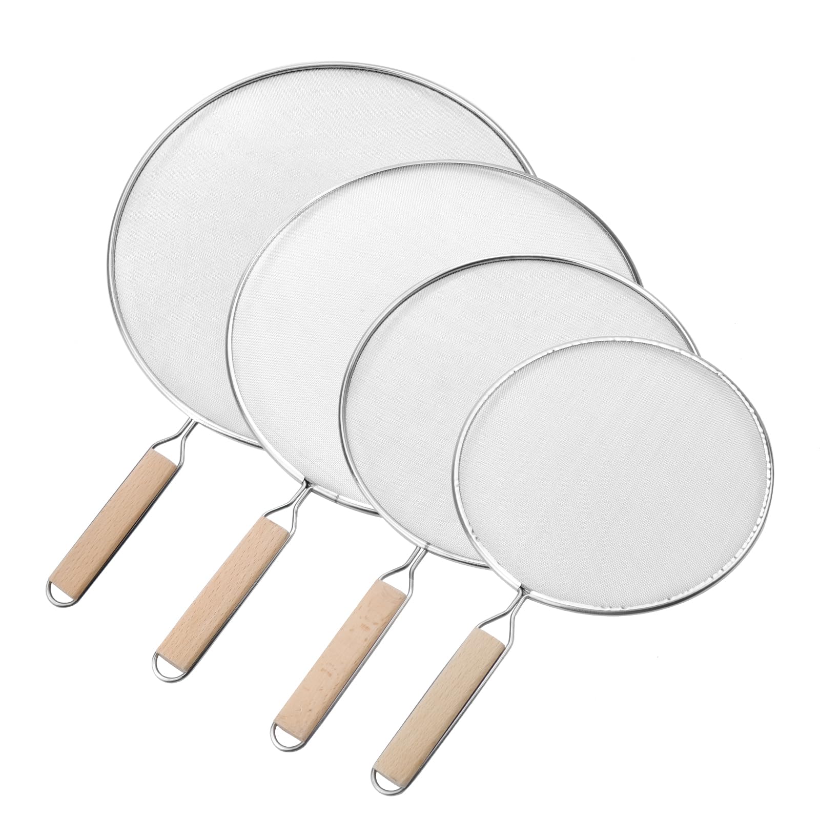 Oedema Set of 4 Splatter Screen Stainless Steel Grease Splatter Guard Fine Mesh Splatter Screen for Frying Pan, Skillet, Pot, Grease Oil Guard, 13"/
