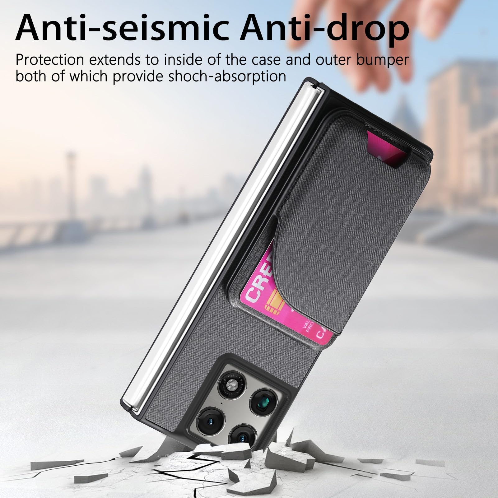 CCSmall Custodia a portafoglio per Motorola Moto Razr Fold 2026 NZ nera