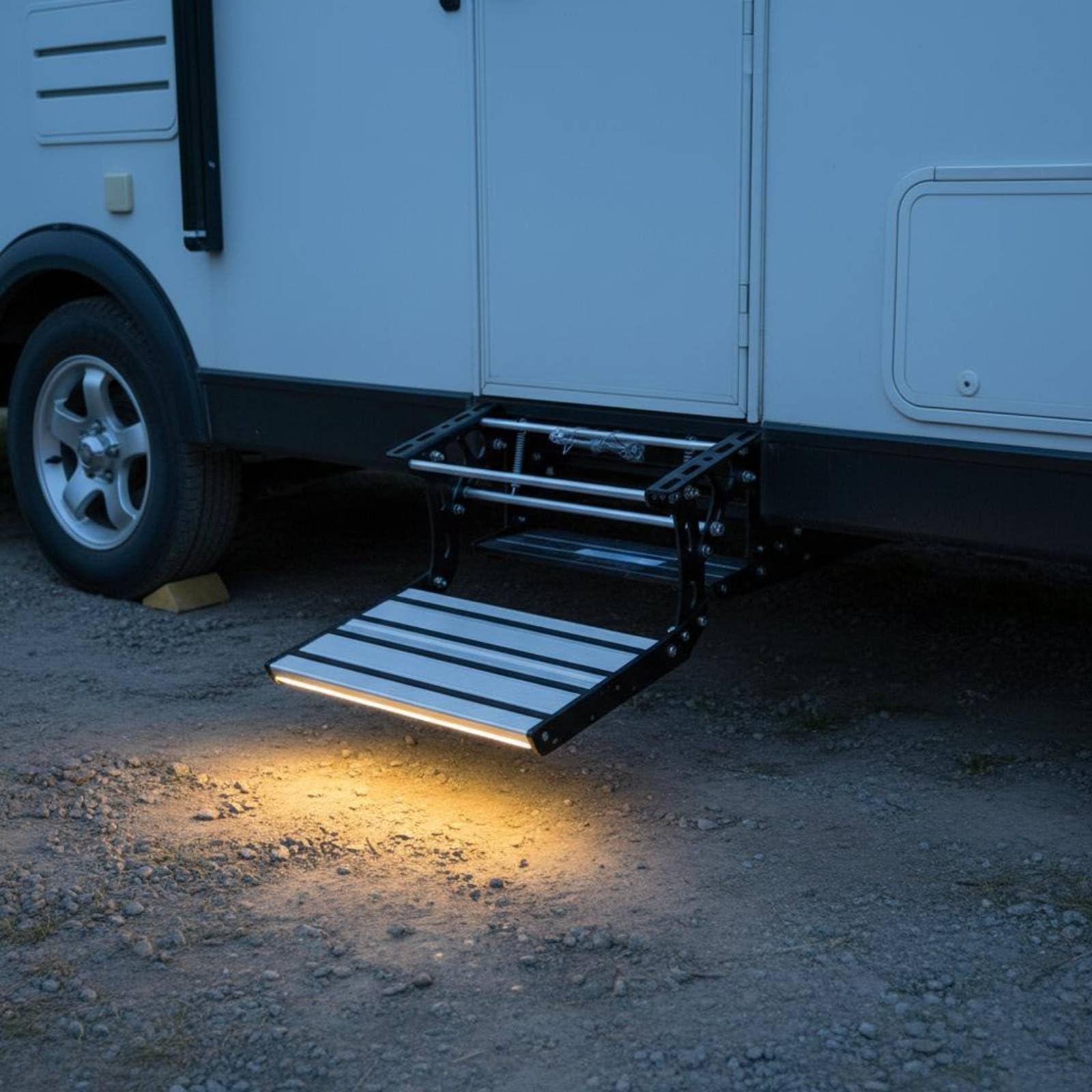 Peldaño Eléctrico Plegable Alta Resistencia Escalón Plegable con LED Resistente Al Agua Escalón de Aluminio con Luz